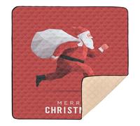 Tappetino da gioco per bambini con poster di Babbo Natale, morbido e spesso, per interni ed esterni, leggero, imbottito, per bambini, 127 x 127 cm