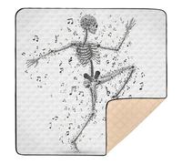 Tappetino da gioco per bambini con scheletro danzante, grande, antiscivolo, per interni ed esterni, accogliente, traspirante, per gattonare i bambini, 127 x 127 cm