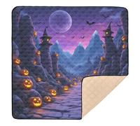 Tappetino da gioco per bambini con sentiero di montagna incantato di Halloween, morbido e imbottito, per interni ed esterni, lavabile, per bambini, 127 x 127 cm