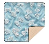 Tappetino da gioco per bambini con sfondo blu cielo con un sacco di fiocchi bianchi su di esso, morbido, imbottito, per interni ed esterni, accogliente, traspirante, per bambini, 127 x 127 cm