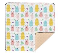 Tappetino da gioco per bambini con simpatici mostri, colorato, grande, robusto, per interni ed esterni, resistente all'acqua, per bambini, 127 x 127 cm