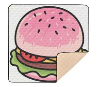 Tappetino da gioco per bambini con stampa di hamburger, grande, robusto, per interni ed esterni, impermeabile, da viaggio, per neonati e bambini, 127 x 127 cm