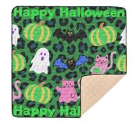 Tappetino da gioco per bambini con stampa leopardata verde glitterata, per Halloween, morbido, imbottito, per interni ed esterni, pieghevole, in un unico pezzo, per bambini, bambini, 127 cm x