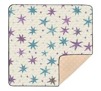 Tappetino da gioco per bambini con stelle viola e blu, morbido, imbottito, leggero, per neonati, 127 x 127 cm