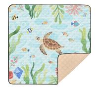 Tappetino da gioco per bambini con tartaruga ad acquerello, morbido, imbottito, per interni ed esterni, portatile, per la pancia, per neonati, neonati, 127 x 127 cm