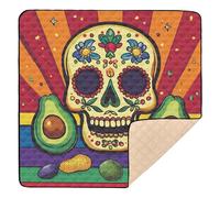 Tappetino da gioco per bambini con teschio cinco de Mayo messicano, colorato, grande, antiscivolo, portatile, per la pancia, per bambini, 127 x 127 cm