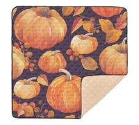 Tappetino da gioco per bambini con zucca autunnale e raccolto di Halloween, grande, elegante, per interni ed esterni, accogliente, traspirante, da viaggio, per neonati, neonati, 127 x 127 cm