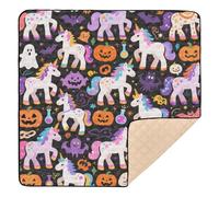 Tappetino da gioco per bambini con zucca gialla e unicorno, grande, robusto, resistente all'acqua, pieghevole, per attività sportive, per bambini, 127 x 127 cm