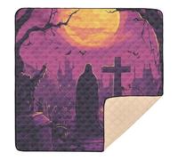 Tappetino da gioco per bambini di Halloween Night Creepy Moonlight, grande ed elegante, per interni ed esterni, 1 pezzo, per gattonare i bambini, 127 x 127 cm