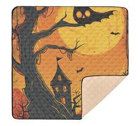 Tappetino da gioco per bambini disegnato a mano con illustrazione di Halloween carino pieghevole per pavimento impermeabile pancia tempo tappetino attività per neonati neonati bambini, 127 x 127 cm