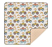 Tappetino da gioco per bambini, grande, elegante, con camion, colore giallo arcobaleno, portatile, per bambini, 127 x 127 cm