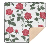 Tappetino da gioco per bambini, grande, elegante, con sagoma di rosa, portatile, per gattonare, 127 x 127 cm