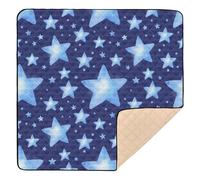 Tappetino da gioco per bambini, grande, robusto, motivo natalizio, colore blu navy, con stelle acquerellabili, non tossico, da viaggio, 127 x 127 cm
