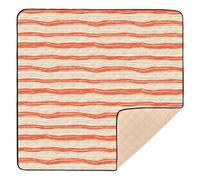 Tappetino da gioco per bambini, imbottito, atossico, per bambini, 127 x 127 cm, colore: corallo arancione e beige a righe