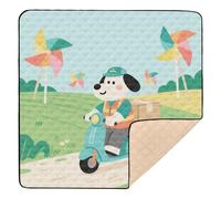 Tappetino da gioco per bambini, imbottito, impermeabile, grande, antiscivolo, con cucciolo di postino, colore verde, 127 x 127 cm