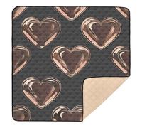 Tappetino da gioco per bambini in bronzo con motivo a cuore nero, grande, elegante, per interni ed esterni, accogliente, traspirante, tappetino per gattonare per bambini, 127 x 127 cm