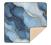 Tappetino da gioco per bambini in marmo argento blu navy, grande, elegante, per interni ed esterni, leggero, per la pancia, per neonati e bambini, 127 x 127 cm