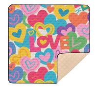 Tappetino da gioco per bambini in morbida schiuma colorata con cuore in stile cartone animato, impermeabile, per far gattonare la pancia e gattonare, 127 x 127 cm