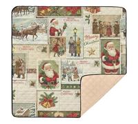 Tappetino da gioco per bambini, in morbida schiuma, con collage natalizio, stile vintage, non tossico, da viaggio, 127 x 127 cm