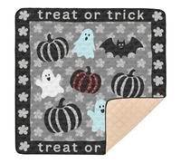 Tappetino da gioco per bambini in morbida schiuma con motivo floreale grigio e nero scintillante, impermeabile, pieghevole, per Halloween, 127 x 127 cm