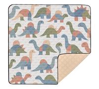 Tappetino da gioco per bambini in morbida schiuma con motivo geometrico di dinosauri della metà del secolo, per interni ed esterni, lavabile, per la pancia e per gattonare, 127 x 127 cm