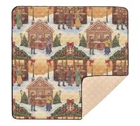 Tappetino da gioco per bambini in morbida schiuma con motivo mercatino di Natale, per interni ed esterni, lavabile, tappetino per bambini e neonati, 127 x 127 cm
