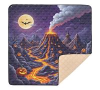 Tappetino da gioco per bambini in morbida schiuma con paesaggio vulcanico infuocato, per Halloween, resistente all'acqua, tappetino da gioco per bambini, 127 x 127 cm