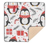 Tappetino da gioco per bambini in morbida schiuma con pinguino di Natale, tappetino da gioco per pavimento monopezzo pieghevole per la pancia del bambino, 127 x 127 cm per juegos de