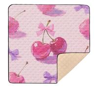 Tappetino da gioco per bambini in morbida schiuma rosa con fiocco di ciliegia, per interni ed esterni, non tossico, tappetino da palestra per bambini, 127 x 127 cm