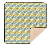Tappetino da gioco per bambini in stile vintage con aereo giallo brillante, grande, elegante, per interni ed esterni, un pezzo, per neonati e neonati, 127 x 127 cm