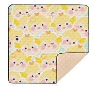 Tappetino da gioco per bambini, leggero, con motivo di pollo carino, giallo, grande, elegante, per bambini, 127 x 127 cm