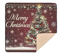 Tappetino da gioco per bambini, leggero, con scritta "Merry Christmas", per bambini, 127 x 127 cm, colore: rosso vino