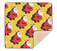 Tappetino da gioco per bambini, morbido, imbottito, con Babbo Natale, per pavimento, accogliente, traspirante, per la pancia, per neonati, neonati, bambini, 127 x 127 cm