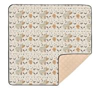 Tappetino da gioco per bambini, morbido, imbottito, con motivo a orsi in stile bohémien, per far gattonare i bambini, 127 x 127 cm