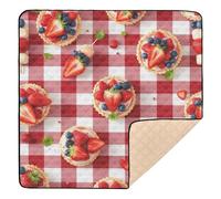 Tappetino da gioco per bambini, morbido, imbottito, con motivo patriottico a quadretti, bordeaux, per bambini, 127 x 127 cm