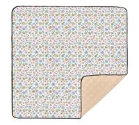 Tappetino da gioco per bambini, morbido, spesso, colorato, con motivo a fiori in stile cartone animato, comodo, traspirante, imbottito, per bambini, 127 x 127 cm