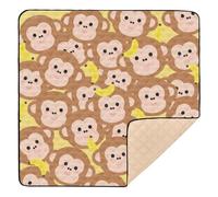 Tappetino da gioco per bambini, motivo scimmietta carina, marrone, grande, elegante, resistente all'acqua, per la pancia e gattonare, 127 x 127 cm