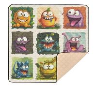 Tappetino da gioco per bambini, pieghevole, in un unico pezzo, pieghevole, con simpatici mostri, per bambini e neonati, 127 x 127 cm