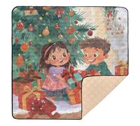 Tappetino da gioco per bambini sotto l'albero di Natale, in morbida schiuma, per interni ed esterni, leggero, pieghevole, per la pancia, per neonati, neonati, 127 x 127 cm