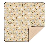 Tappetino da gioco per bambini, stile schizzo, con simpatico gatto dei cartoni animati, grande ed elegante, per pavimento, comodo, traspirante, per la pancia e gattonare, 127 x 127 cm