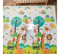 Tappetino da Gioco per Bambini, Tappeto Gioco Neonato, Tappeto Bambini Reversibile, Non Tossico, Fondo in Schiuma XPE, Pieghevole, Impermeabile, per Sviluppo Sensoriale, Giraffa (180 * 160cm)