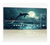Tappetino da gioco per carte da tavolo con zone magiche, 61 x 35,6 cm, con cuciture TCG, tappetino da gioco da tavolo Commander, superficie in gomma liscia, tappetino da scrivania, delfino