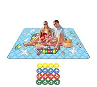 Tappetino da gioco per esterni - Coperta da picnic impermeabile con pezzi di scacchi - Tappetino portatile pieghevole per bambini e giochi da tavolo in famiglia per picnic in campeggio al