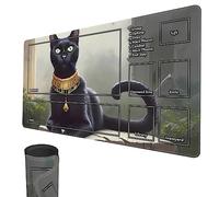 Tappetino da gioco per MTG, 24" x 14" TCG, bordi cuciti, superficie in gomma liscia, gioco da tavolo da combattimento, tappetino da gioco MTG con zone (gatto nero)