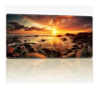 Tappetino da gioco per MTG con bordi cuciti, 61 x 35,6 cm, tappetino da gioco con carte TCG Commander, superficie in gomma liscia, tappetino da scrivania per giochi da battaglia, spiaggia tramonto
