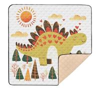 Tappetino da gioco pieghevole a forma di dinosauro a forma di cuore in stile scarabocchio, per interni ed esterni, monopezzo, pieghevole, tappetino per bambini e neonati, 127 x 127 cm, pianoforte con