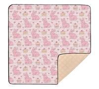 Tappetino da gioco pieghevole con coniglietto e cupcake, per pavimento, accogliente, traspirante, per neonati e bambini, 127 x 127 cm