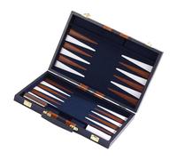 Tappetino da gioco pieghevole per backgammon in pelle PU arrotolabile con pezzo in plastica, ideale per feste da picnic e regali, set arrotolato