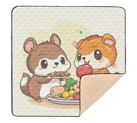 Tappetino da gioco pieghevole per bambini con criceto che mangia cibo, carino e carino, tappetino da gioco per bambini, 127 x 127 cm