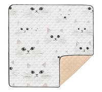 Tappetino da gioco pieghevole per bambini con gatto bianco carino, per interni ed esterni, atossico, pieghevole, imbottito, per neonati e bambini, 127 x 127 cm alfombra de juegos